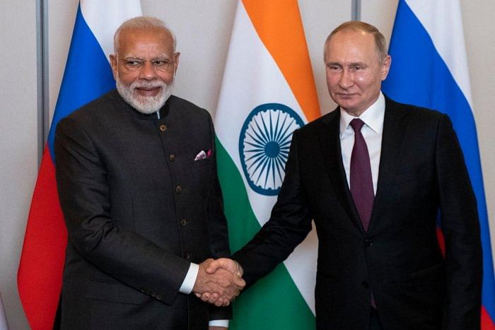 Russian President Vladimir Putin (R) and Prime Minister Narendra Modi. Credit: AFP Photo