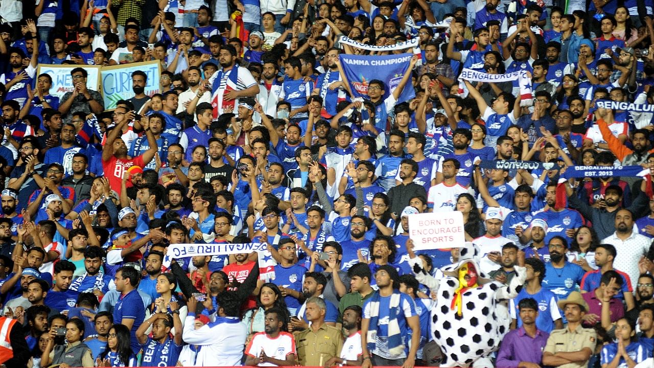 Bengaluru FC's official fan group 'West Block Blues' have also been amplifying Covid-19 resources. Credit: DH File Photo