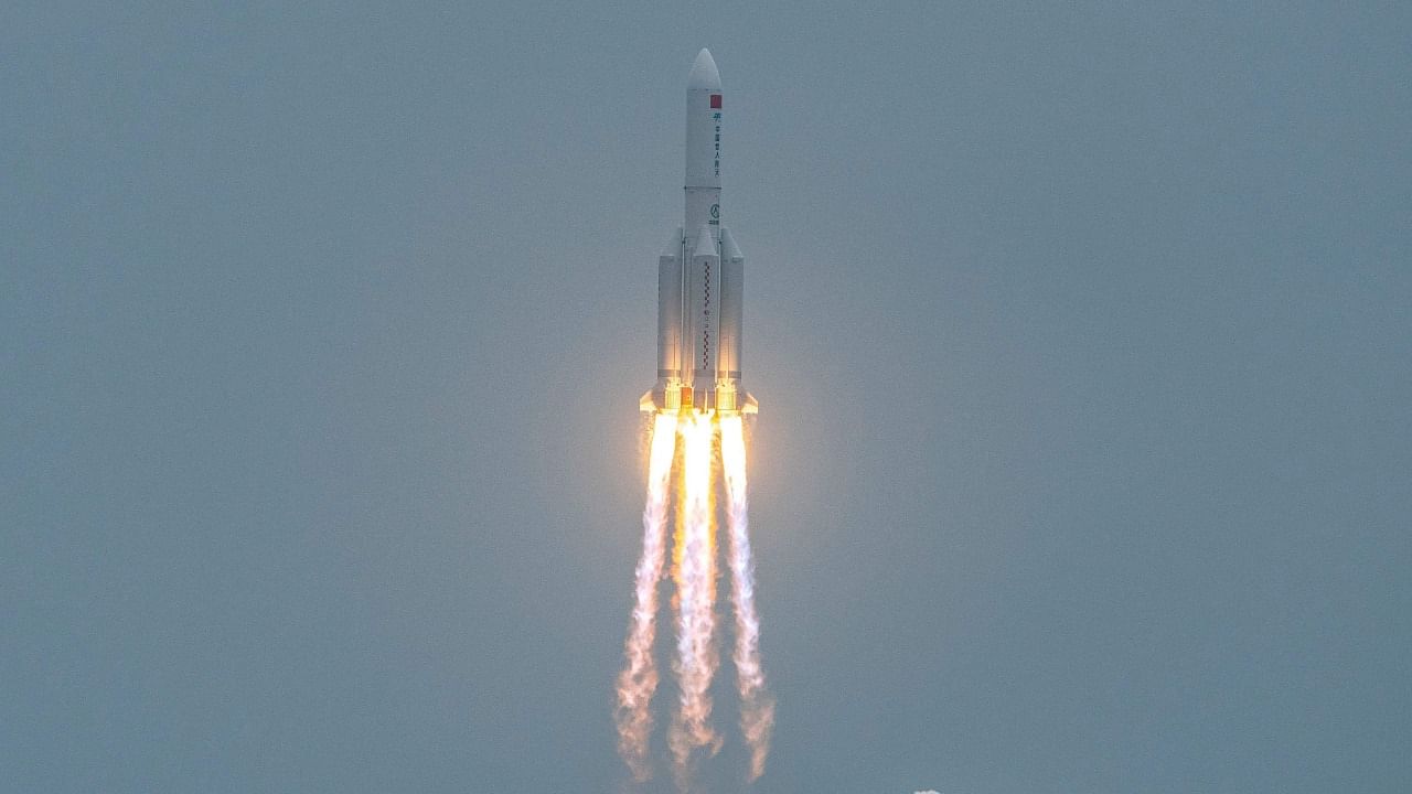 A Long March 5B rocket, carrying China's Tianhe space station core module. Credit: AFP Photo