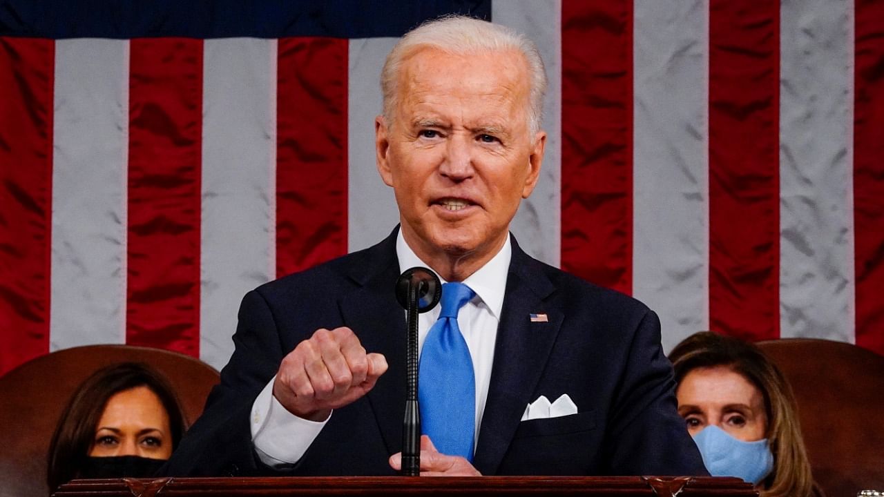 US President Joe Biden addresses to a joint session of Congress in the House chamber of the US Capitol in Washington, US. Credit: Reuters Photo