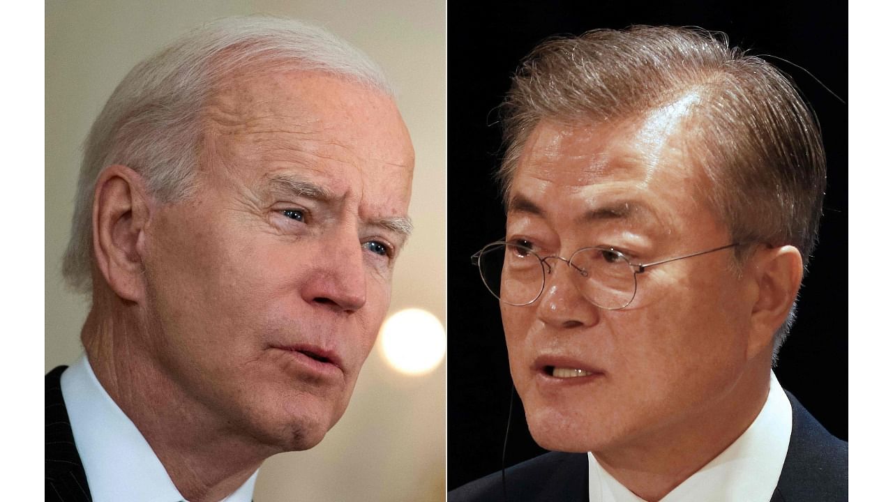 Biden is scheduled to meet with Moon in Washington in May, the White House announced April 15, 2021. Credit: AFP Photo
