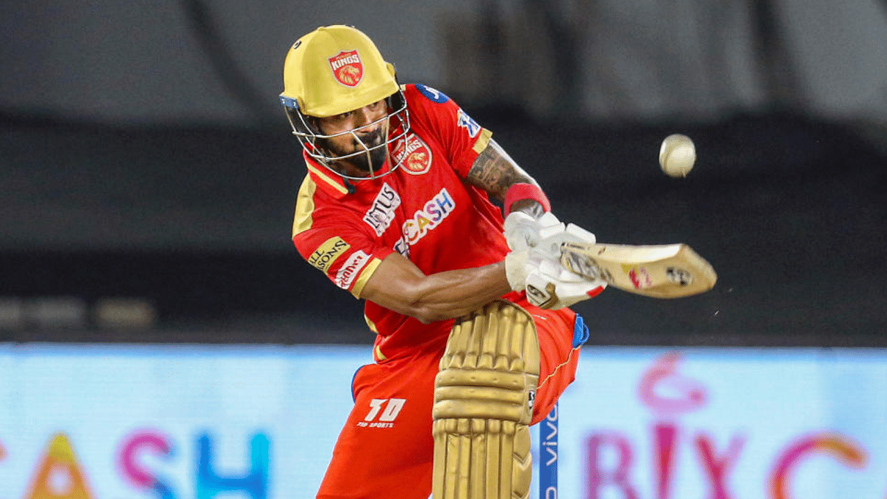  KL Rahul captain of Punjab Kings bats during match 26 of the Vivo Indian Premier League 2021 between the Punjab Kings and the Royal Challengers Bangalore held at the Narendra Modi Stadium, in Ahmedabad, Friday, April 30, 2021. Credit: PTI Photo