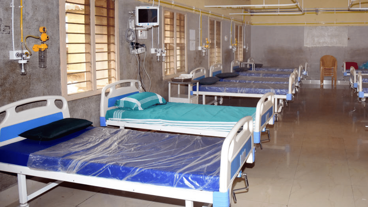 The hospital at Wilson Garden has been converted into a 25-bed transit oxygen delivery centre. DH Photo/S K Dinesh