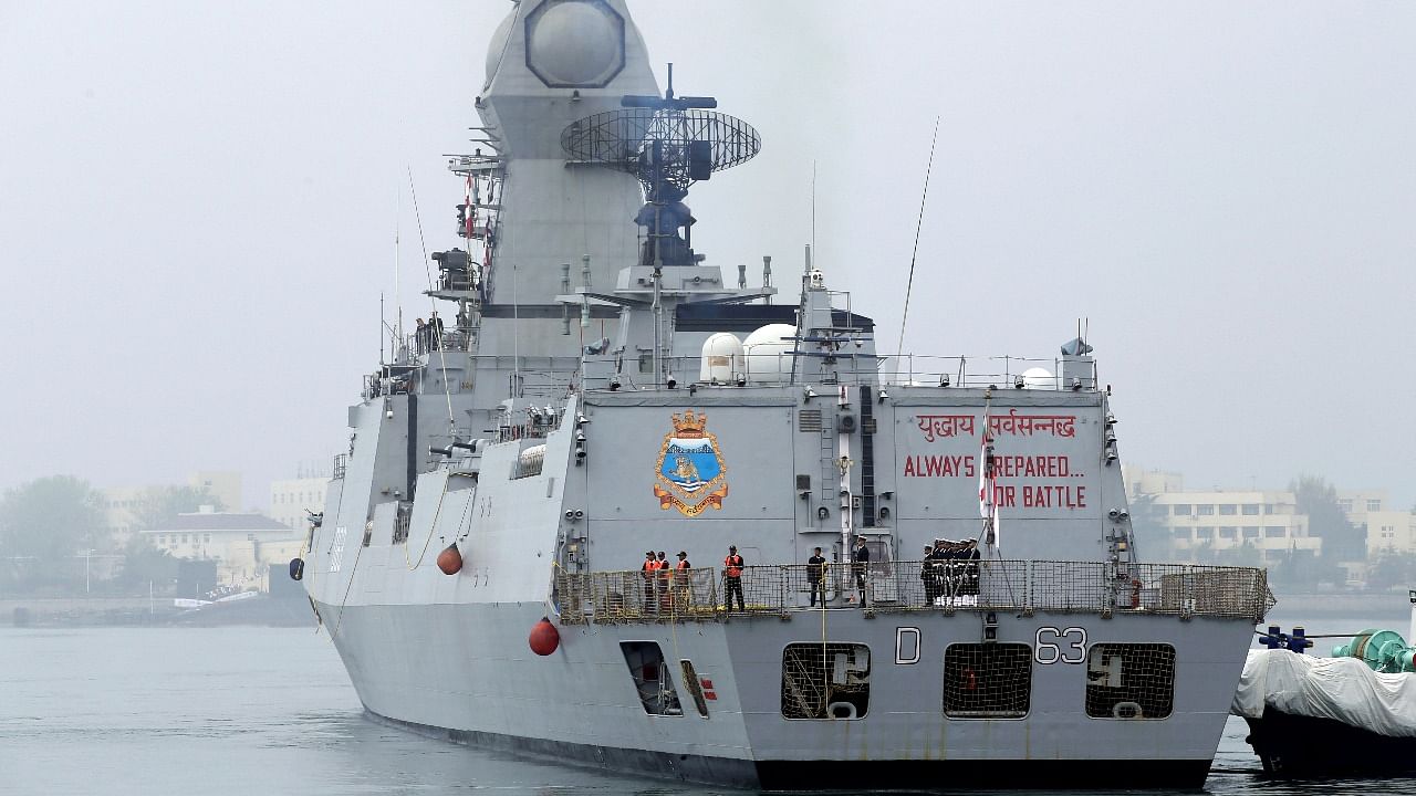 Two ships -- INS Kolkata (in picture) and INS Talwar -- have already entered the Manama port in Bahrain to bring 40 metric tonnes of liquid oxygen to Mumbai. Credit: Reuters file photo