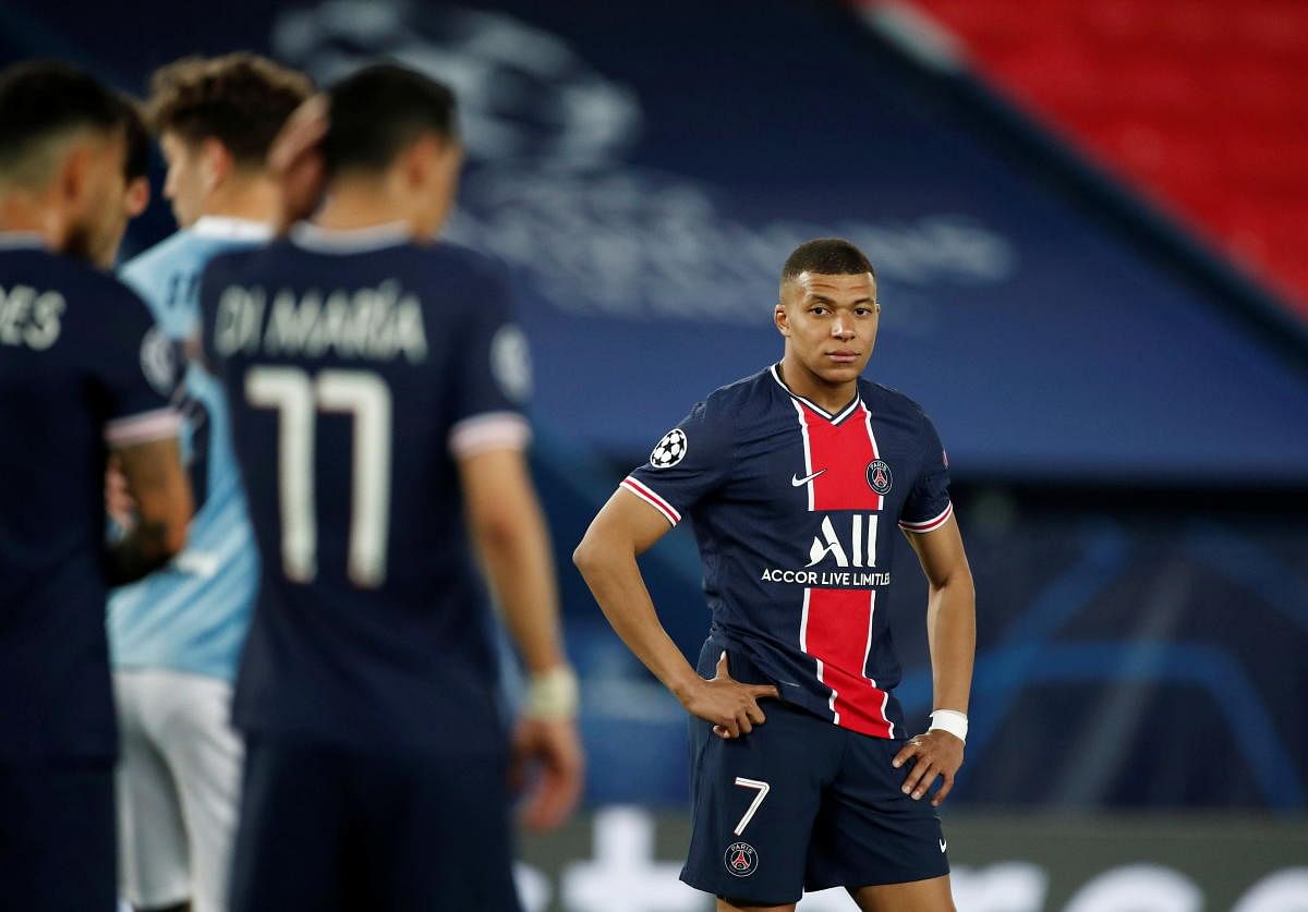 Paris St Germain's Kylian Mbappe looks dejected. Credit: Reuters photo.