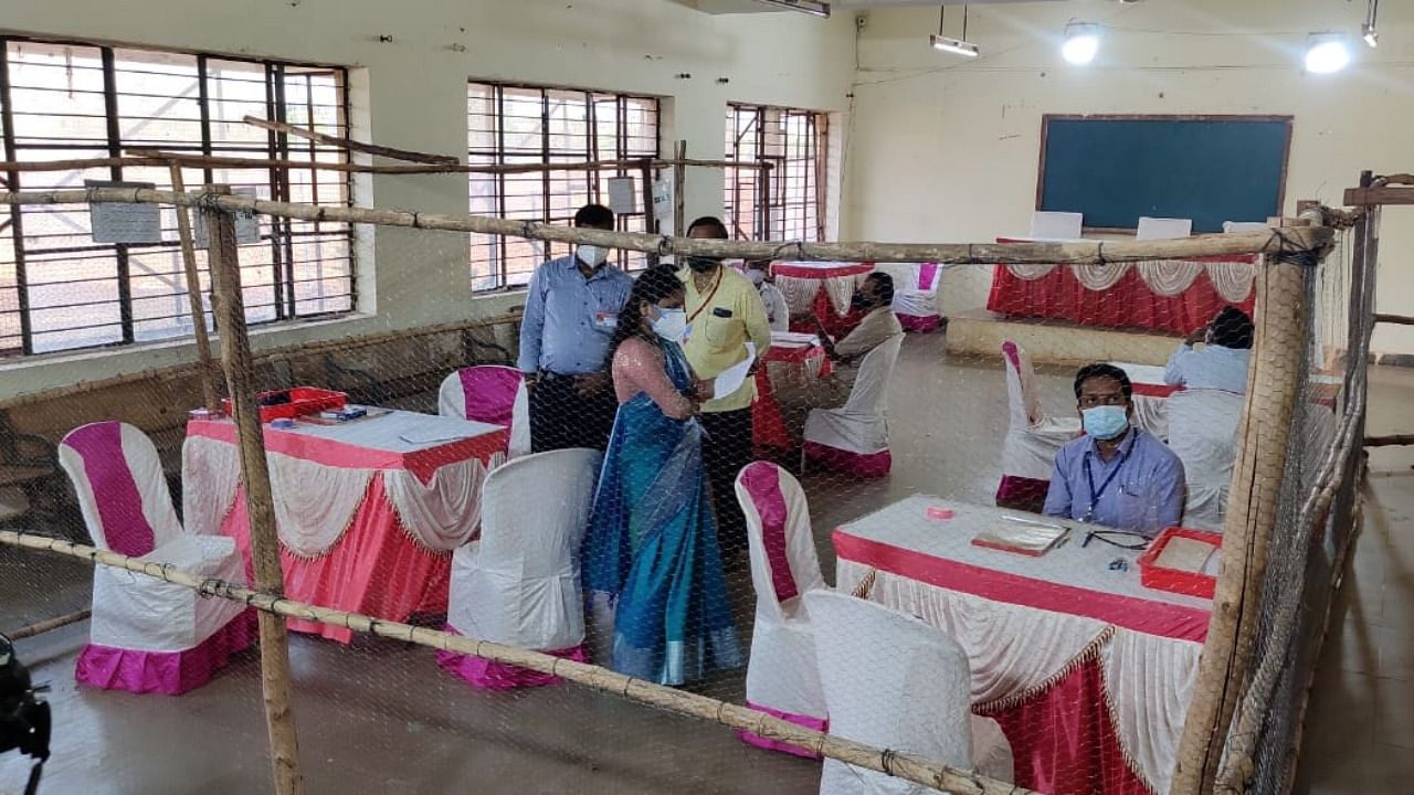 Preparation of counting of votes bye-election to Basavakalyan assembly constituency underway. Credit: special arrangement