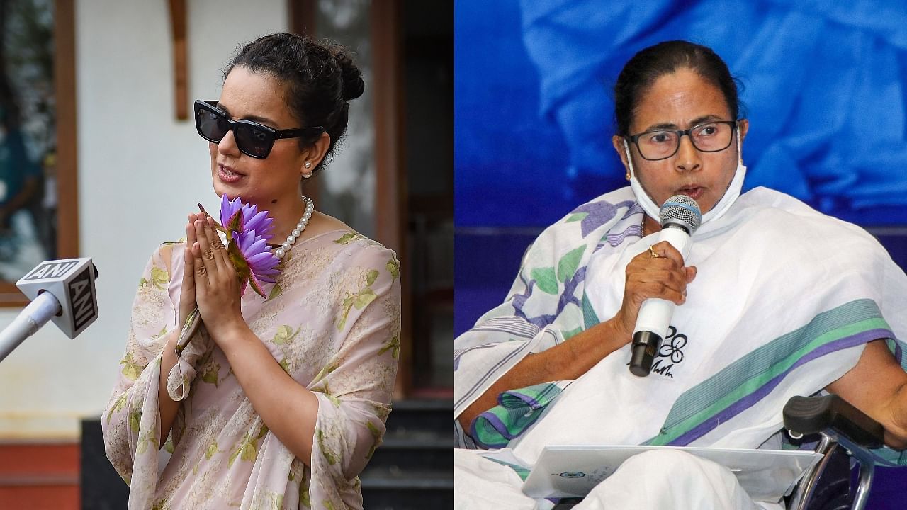 Actor Kangana Ranaut (L) and TMC chief Mamata Banerjee. Credit: AFP, PTI File Photos