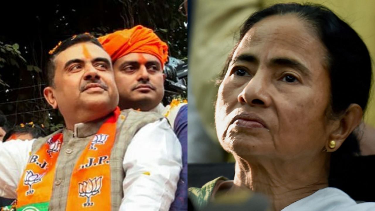 Suvendu Adhikari (L) and Mamata Banerjee. Credit: PTI photo