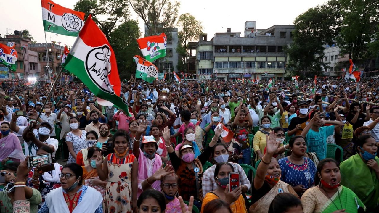TMC supporters at an election rally. Credit: Reuters File Photo