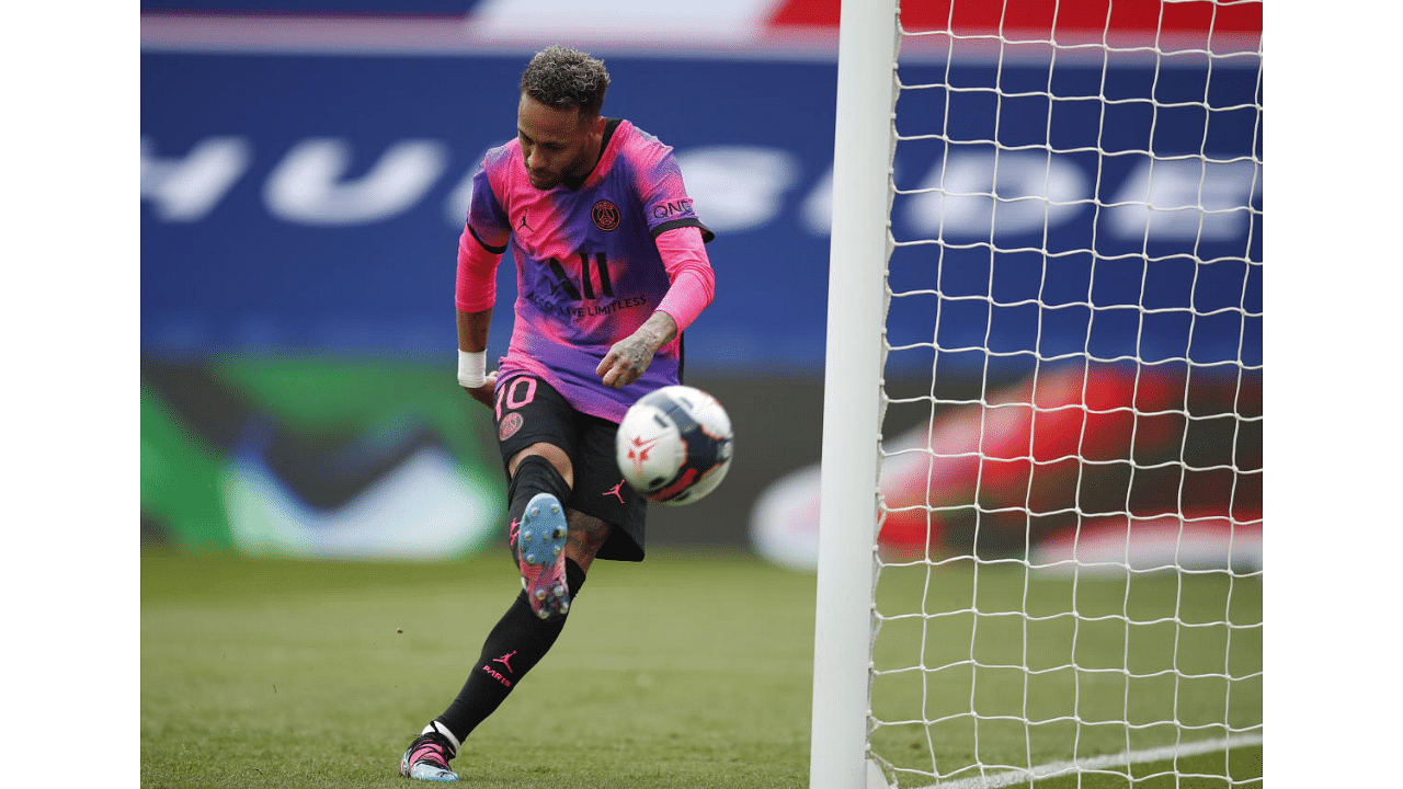  Paris St Germain's Neymar scores their first goal. Credit: Reuters Photo 