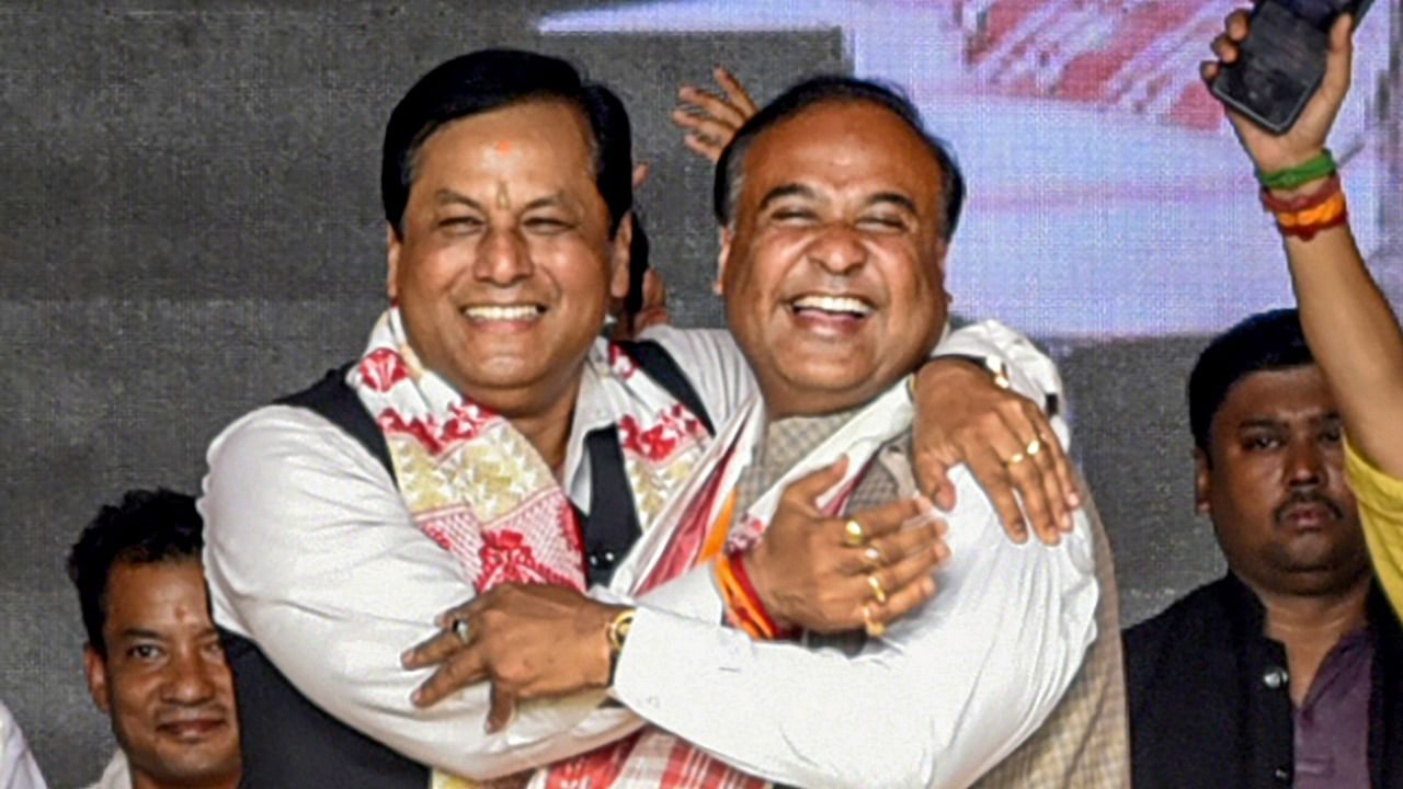 Loyalists of Sarbananda Sonowal and HImanta Biswa Sarma met them at their respective residences after the results were announced. Credit: PTI File Photo