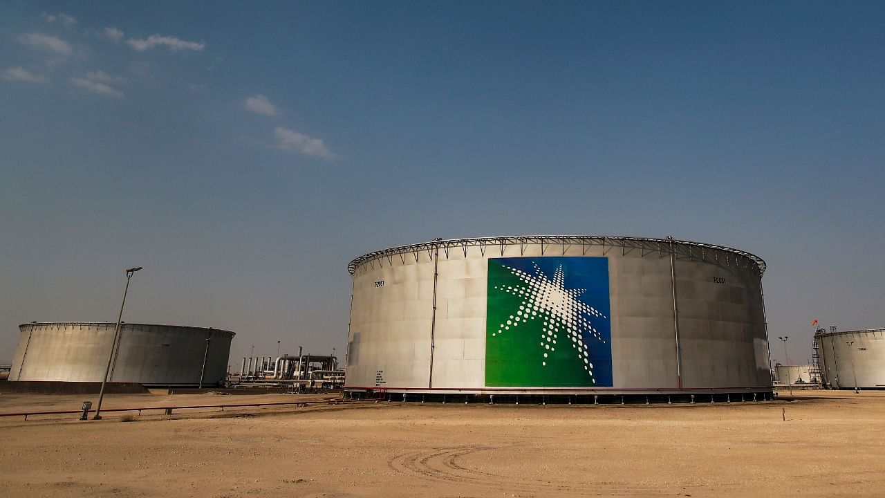 A view shows branded oil tanks at Saudi Aramco oil facility in Abqaiq, Saudi Arabia October 12, 2019. Credit: Reuters File Photo