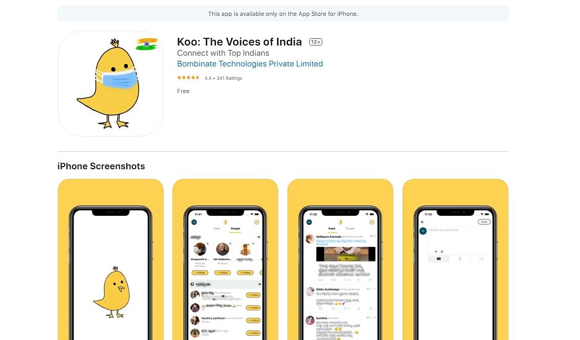 Koo app on Apple App Store (screen-shot)