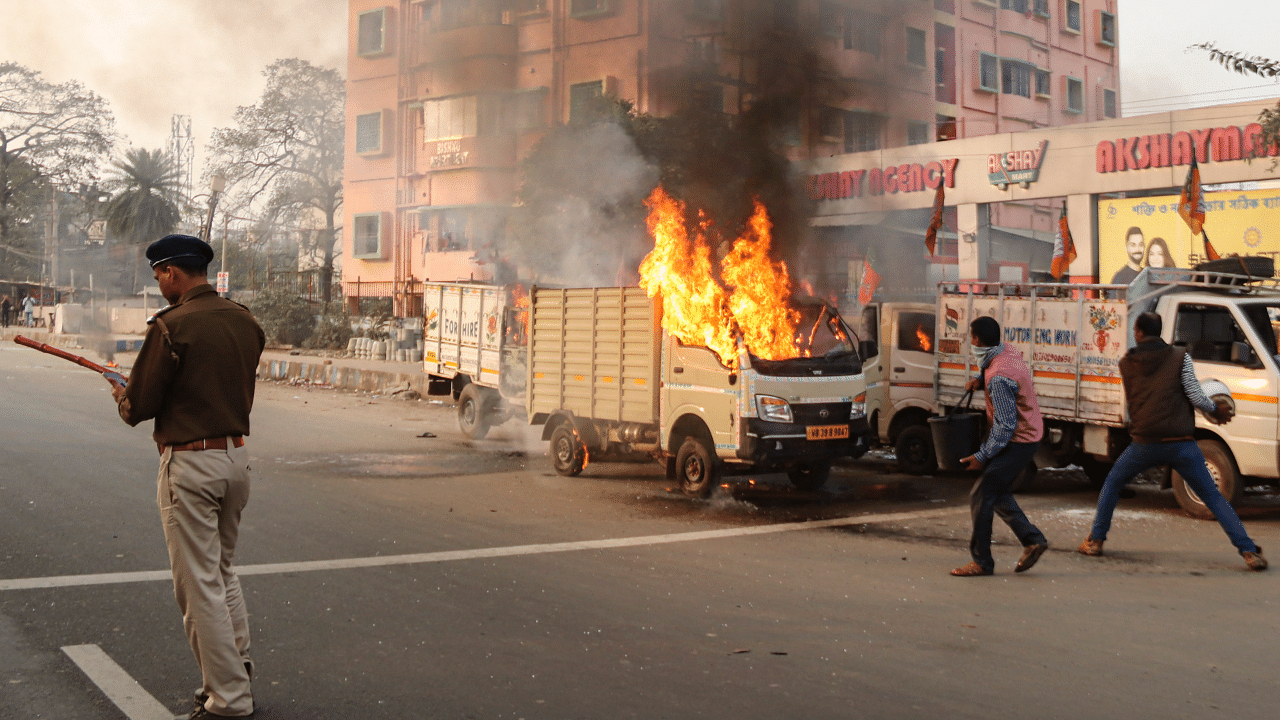 Violence in Burdwan district. Credit: PTI Photo