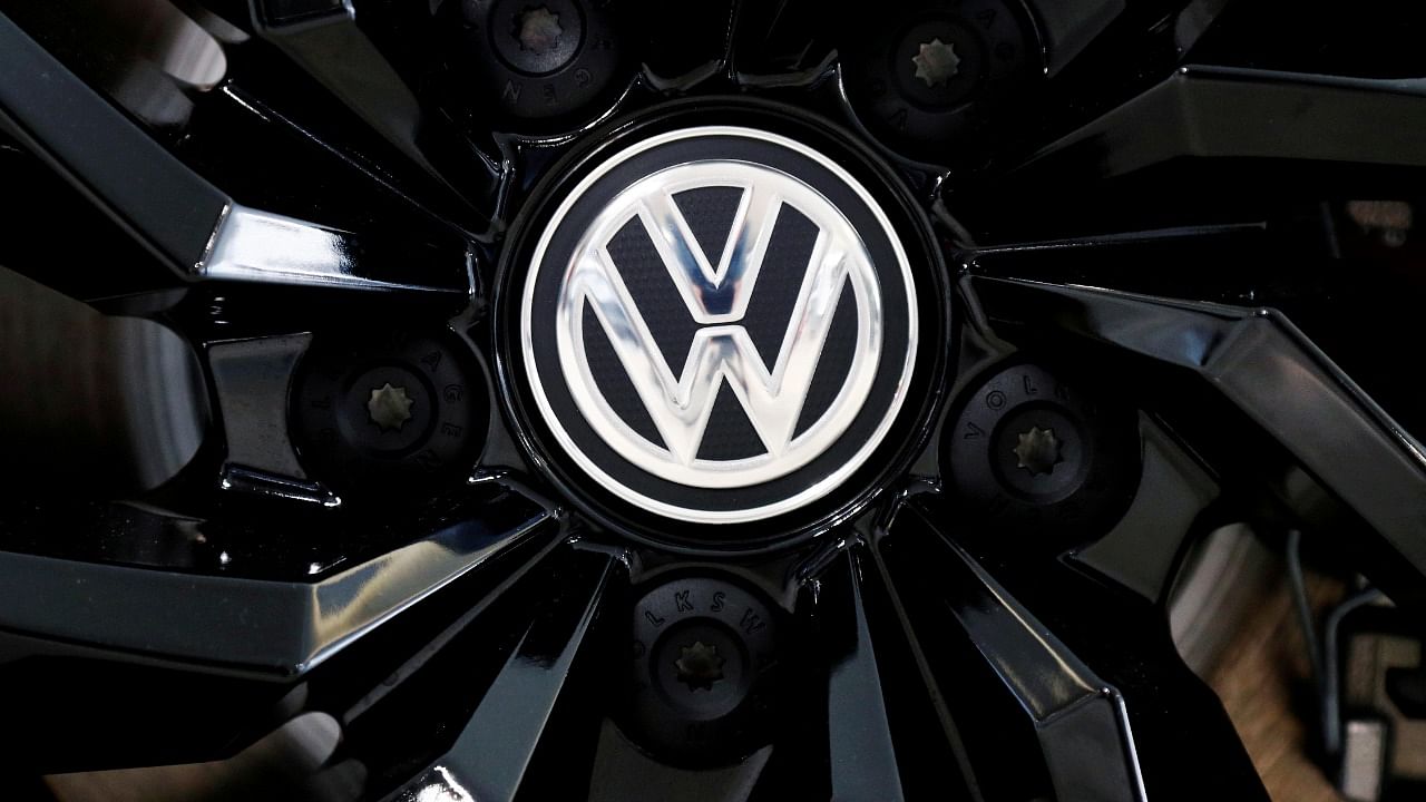 The logo of German carmaker Volkswagen is seen on a rim cap in a showroom of a Volkswagen car dealer in Brussels. Credit: Reuters Photo