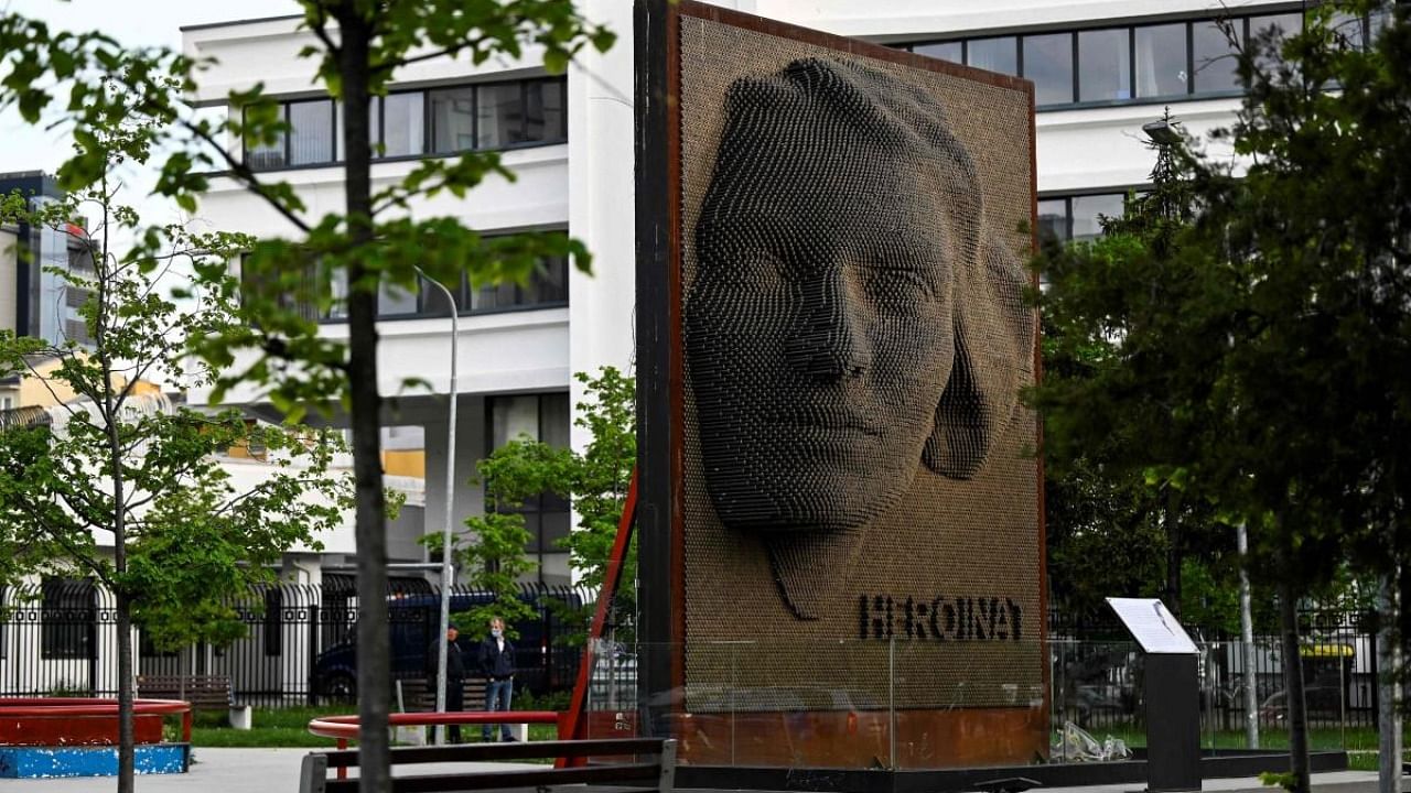 A general view of the memorial called the 'Heroines' dedicated to Kosovo's Albanian women wartime rape survivors, in Pristina. Credit: AFP Photo