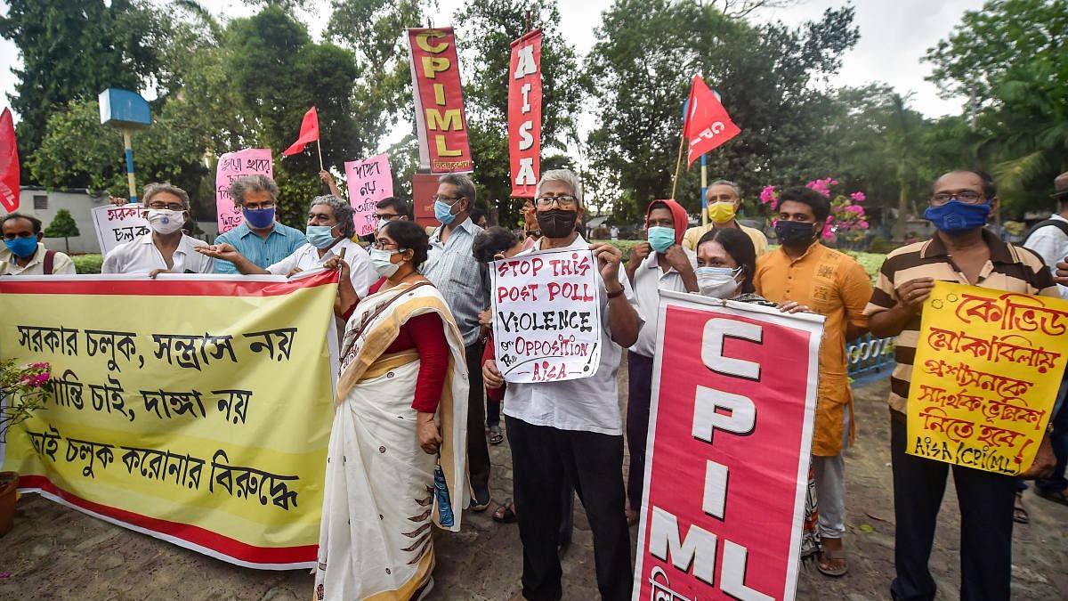 Protests over post-poll violence in West Bengal. Credit: PTI Photo