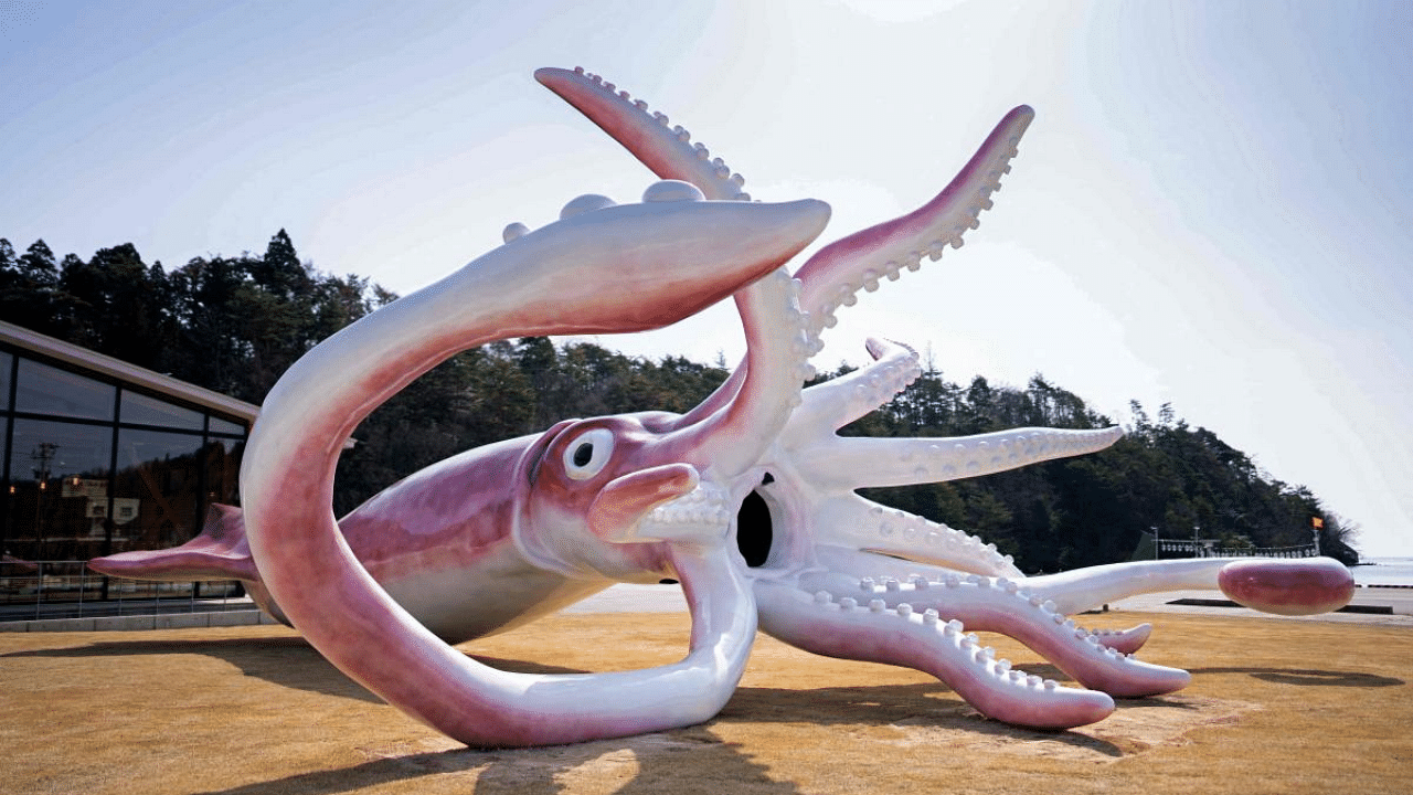 The huge pink monument with its tentacles outstretched was unveiled in March. Credit: AFP Photo