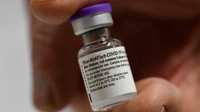 A vial of the Pfizer-BioNTech Covid-19 vaccine. Credit: AFP File Photo