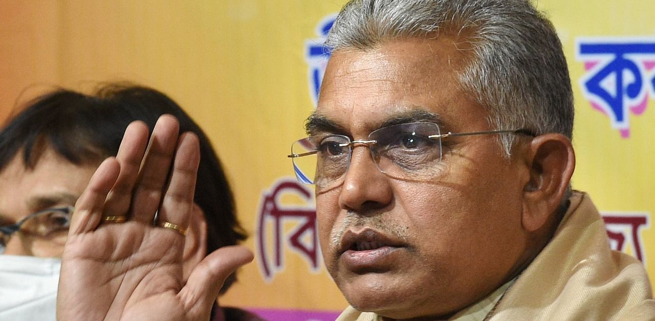 Dilip Ghosh was slammed over his 'disparaging' remarks aimed at TMC activists. Credit: PTI Photo