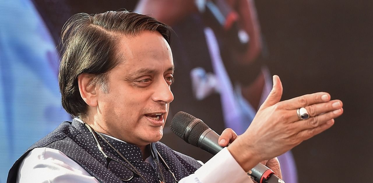 Tharoor describing the BJP Yuva Morcha chief as 'smart, passionate and talented' met with outrage. Credit: PTI Photo
