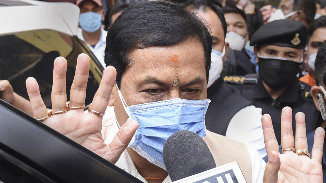 Assam Chief Minister Sarbananda Sonowal talks with media after BJP's win in Assam. Credit: PTI File Photo