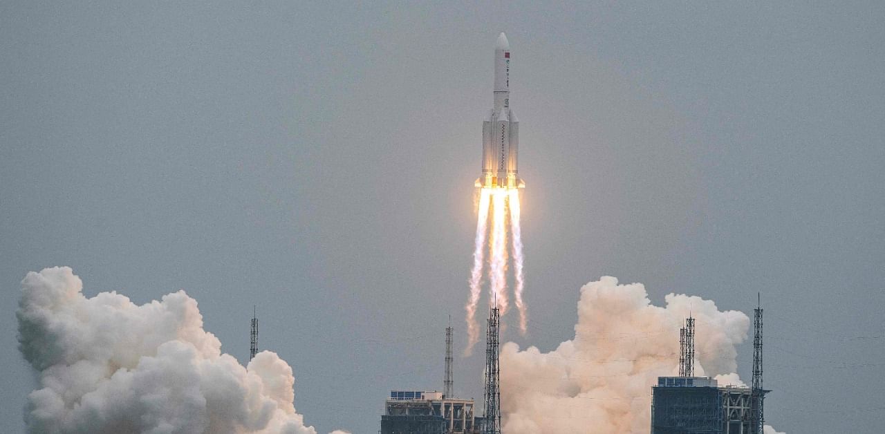 The rocket launched the first module of China's new Tianhe space station into Earth's orbit on April 29. Credit: AFP Photo
