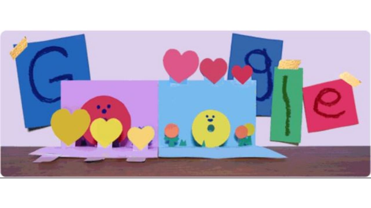 Google celebrated Mother’s Day with an interactive doodle that has a pop-up card that users can use to wish their mothers. Credit: Google
