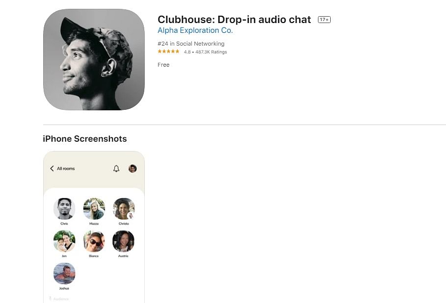 Clubhouse app on Apple App Store (screen-shot)