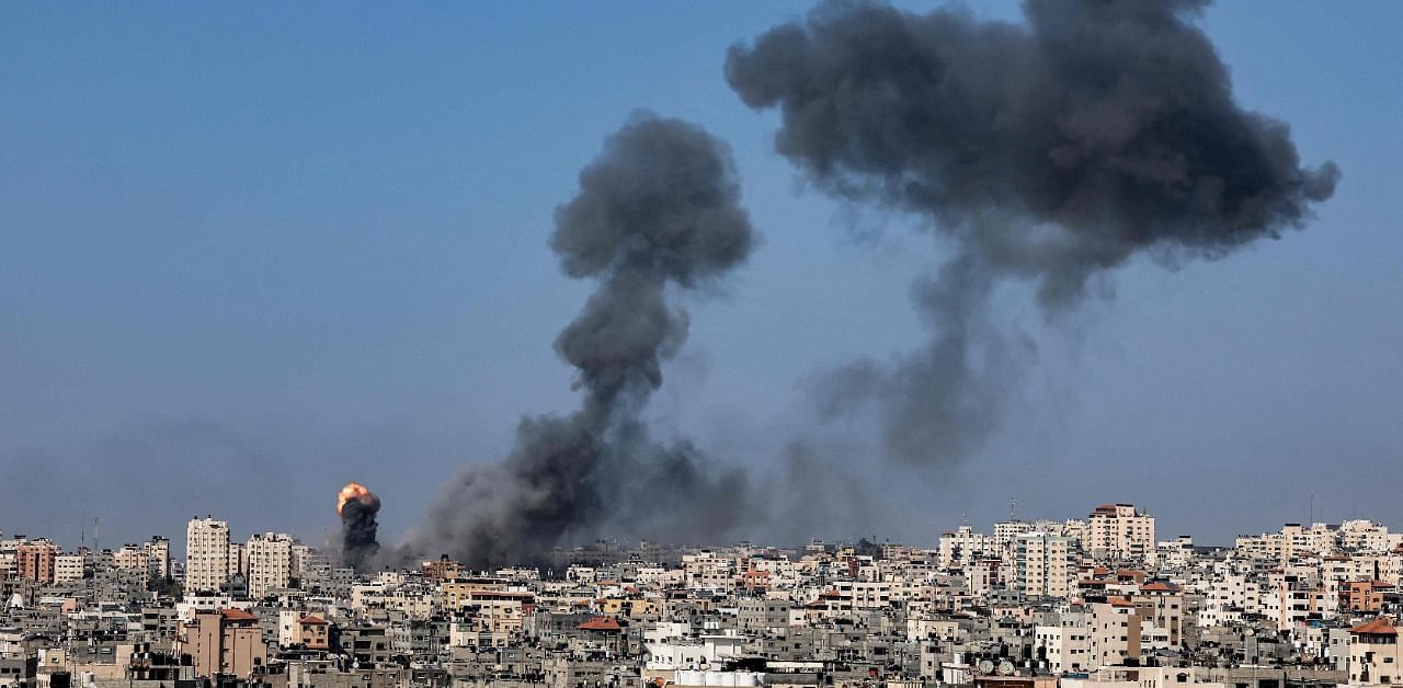 Smoke billows following Israeli airstrikes on Gaza City. Credit: AFP Photo