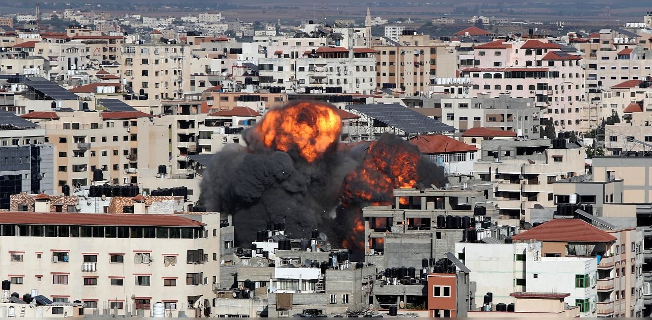 Aftermath of an Israeli airstrike in Gaza city. Credit: Reuters Photo