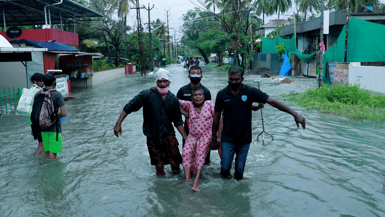 A flooded street in a coastal area after heavy rains under the influence of cyclone 'Tauktae' in Kochi. Credit: AFP Photo