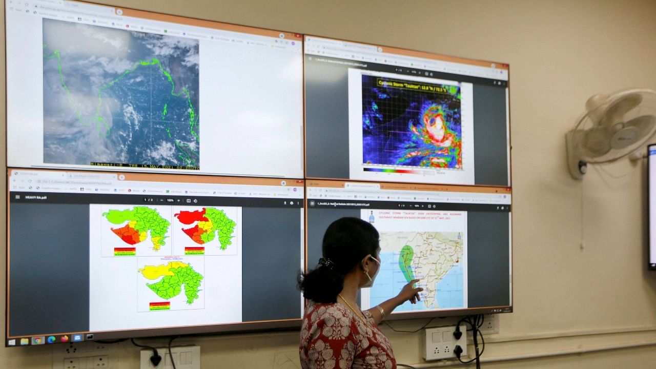 IMD monitors Cyclone Tauktae in Ahmedabad. Credit: PTI Photo