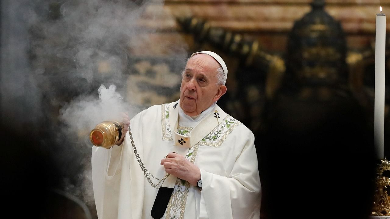 Pope Francis celebrates Holy Mass for the community of the faithful of Myanmar resident in Rome, at the Vatican, May 16, 2021. Credit: Reuters Photo