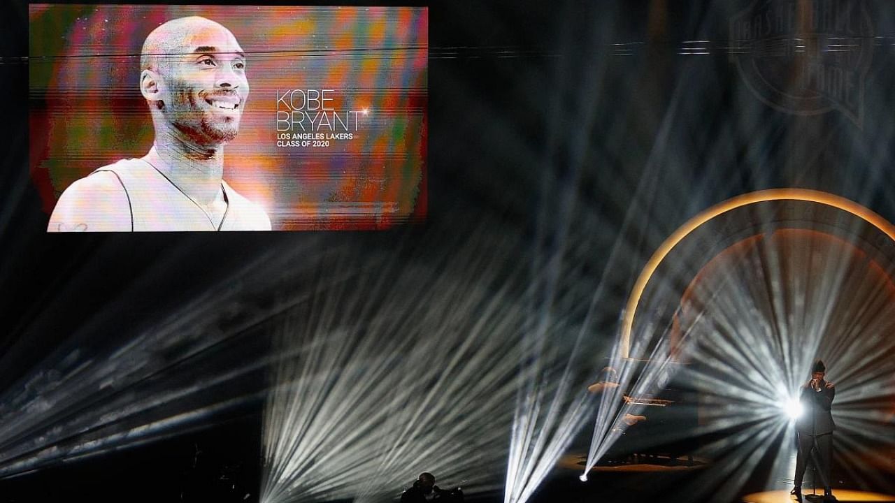 Kobe Bryant is honored during the 2021 Basketball Hall of Fame. Credit: AFP Photo