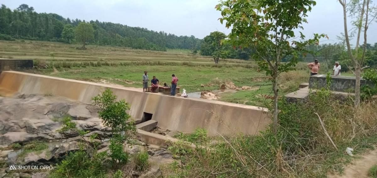 A check dam constructed across a stream at Hemmane in Shanivarasanthe.