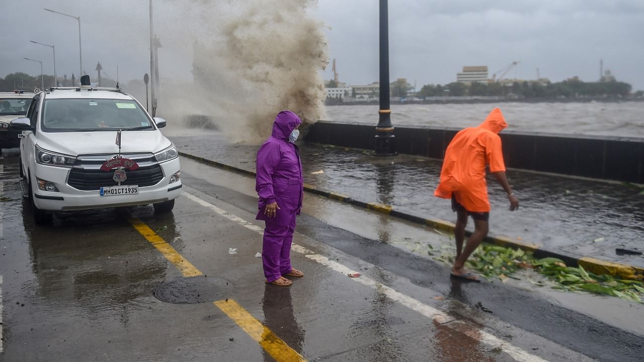 Mumbai Mayor Kishori Pednekar visits the Gateway of India in the view the formation of Cyclone Tauktae, in Mumbai. Credit: PTI Photo