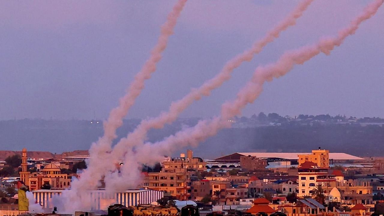 Rockets are launched towards Israel from the southern Gaza Strip. Credit: AFP Photo