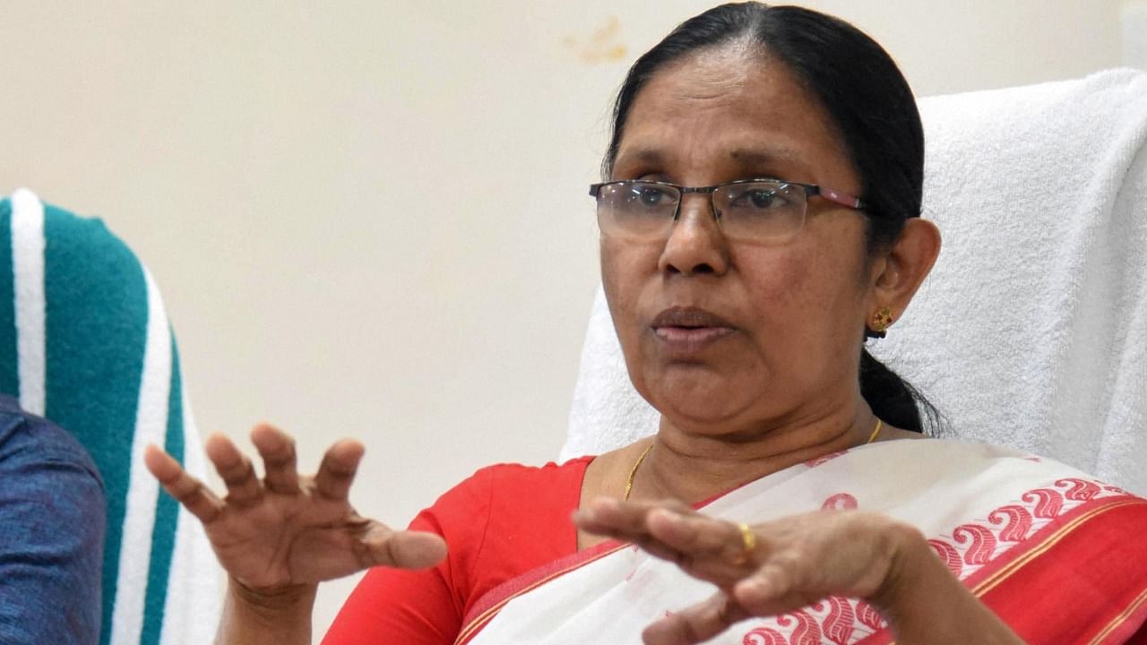 K K Shailaja. Credit: PTI File Photo