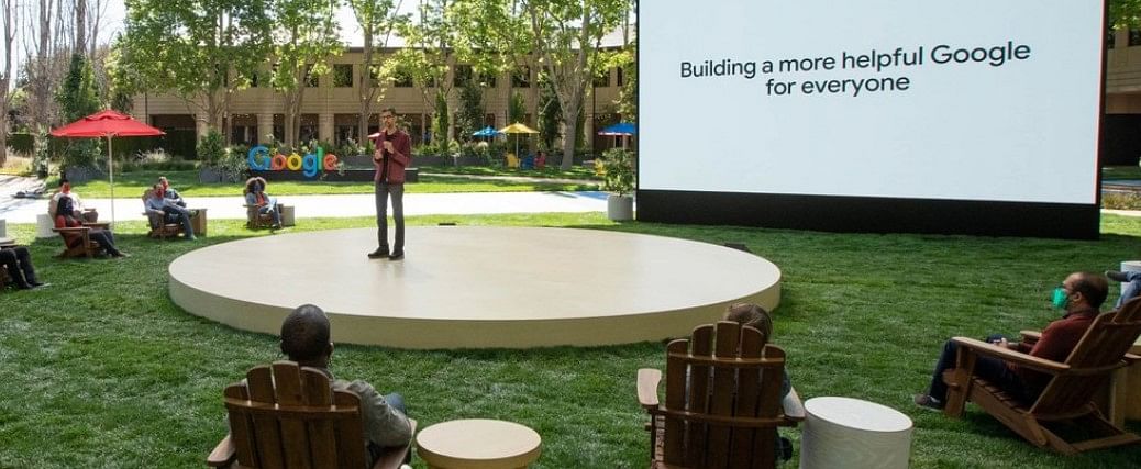 Sundar Pichai, CEO, Alphabet Inc (parent company of Google) at Google I/O 2021, Mountain View HQ, California. Credit: Google