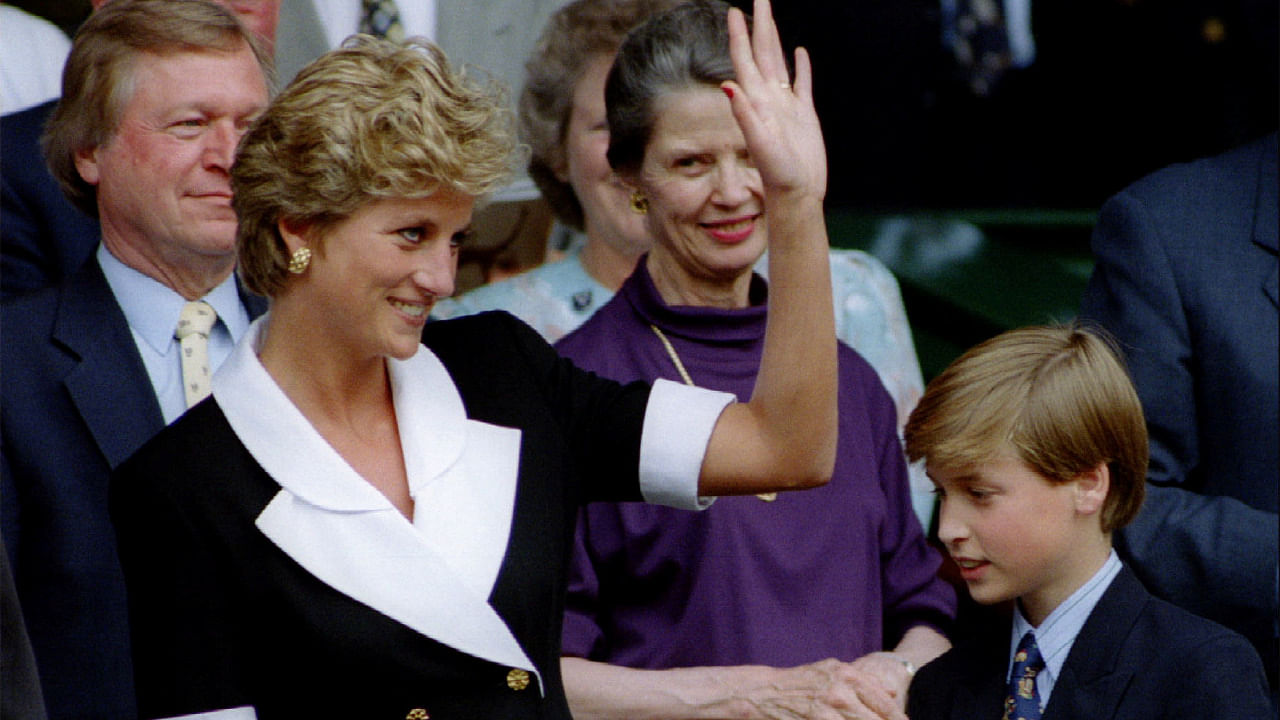 The Princess of Wales, accompanied by her son Prince William, arrives at Wimbledon's Centre Court. Credit: Reuters Photo