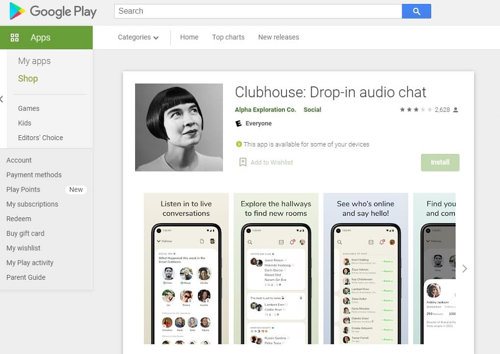 Clubhouse app on Google Play Store (screen-grab)