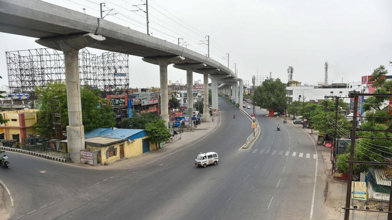 Lucknow roads deserted due to Covid lockdown. Credit: PTI Photo