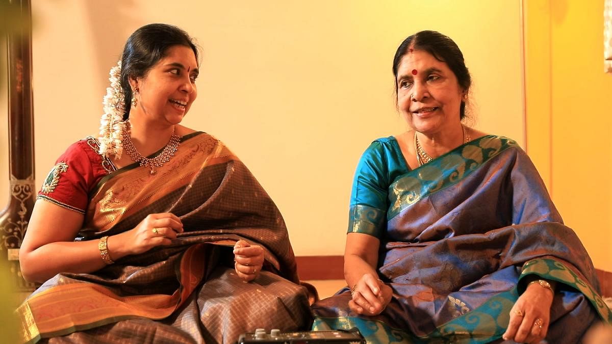 Vasantha Kannan’s (right) performance of a complex composition along with daughter Calcutta K Srividya is streaming on YouTube. 