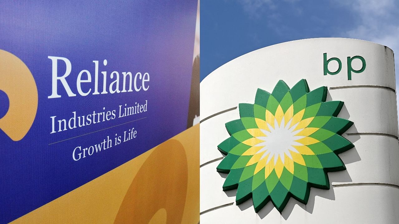 Logos of Reliance Industries Limited (L) and bp. Credit: Reuters, AFP File Photos