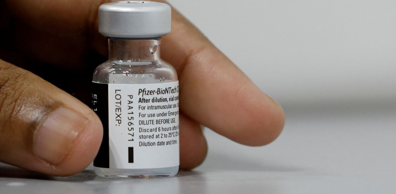 A vial of Pfizer-BioNTech Covid vaccine. Credit: Reuters Photo