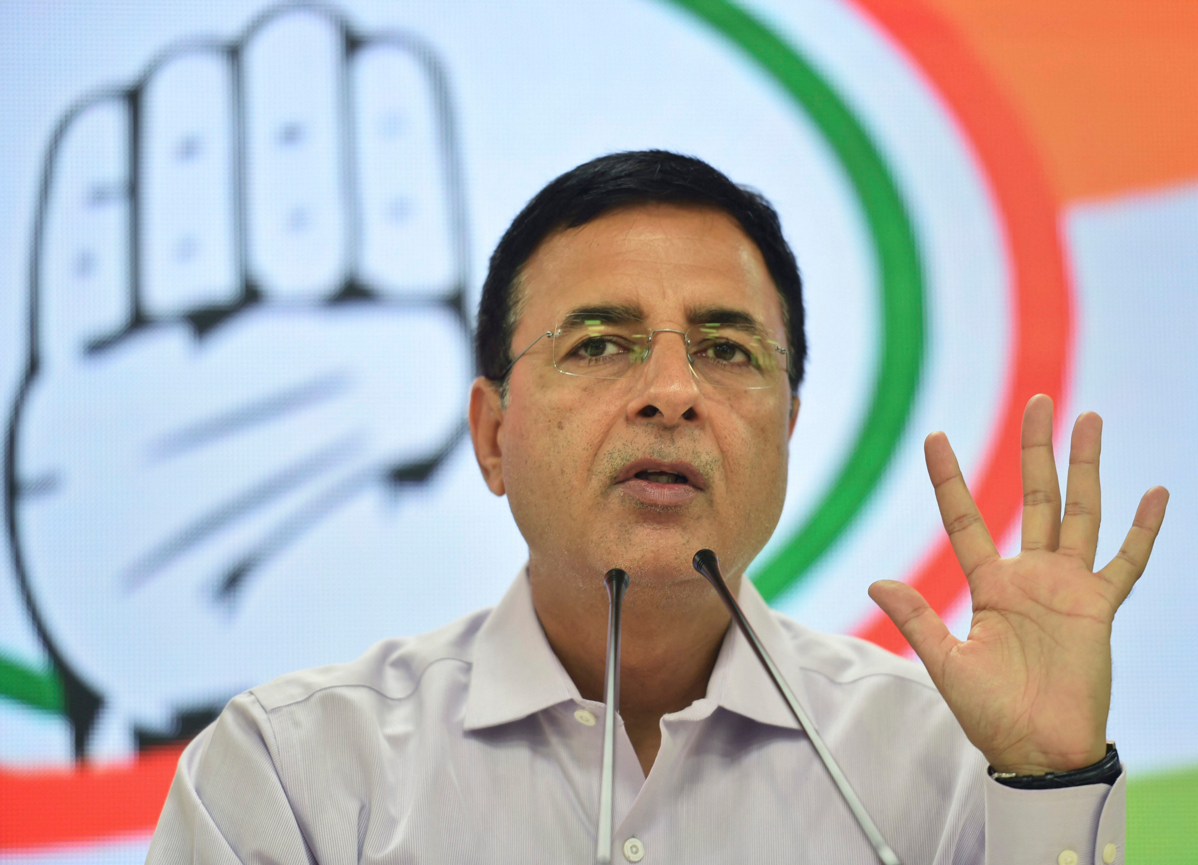 Congress leader Randeep Surjewala. Credit: PTI Photo