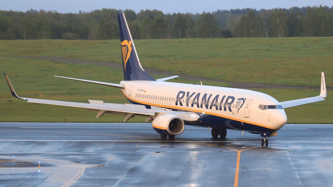 A Ryanair passenger plane from Athens, Greece, that was diverted to Minsk on the same day by Belarus authorities, landing at the airport in Vilnius. Credit: AFP Photo