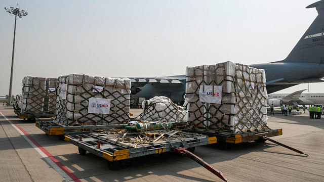 Relief supplies from the United States in the wake of India's COVID-19 situation arrive at the Indira Gandhi International Airport cargo terminal in New Delhi. Credit: AP 