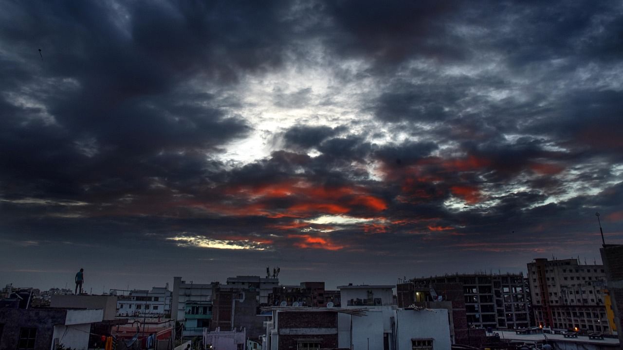 Dark clouds hover in the sky ahead of cyclone Yaas in Patna, Tuesday, May 25, 2021. Credit: PTI Photo